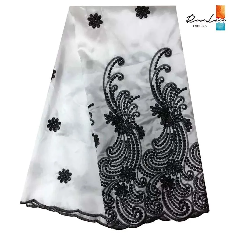African Lace Fabric Nigeria Embroidered Silk Fabric For India Wedding Dress