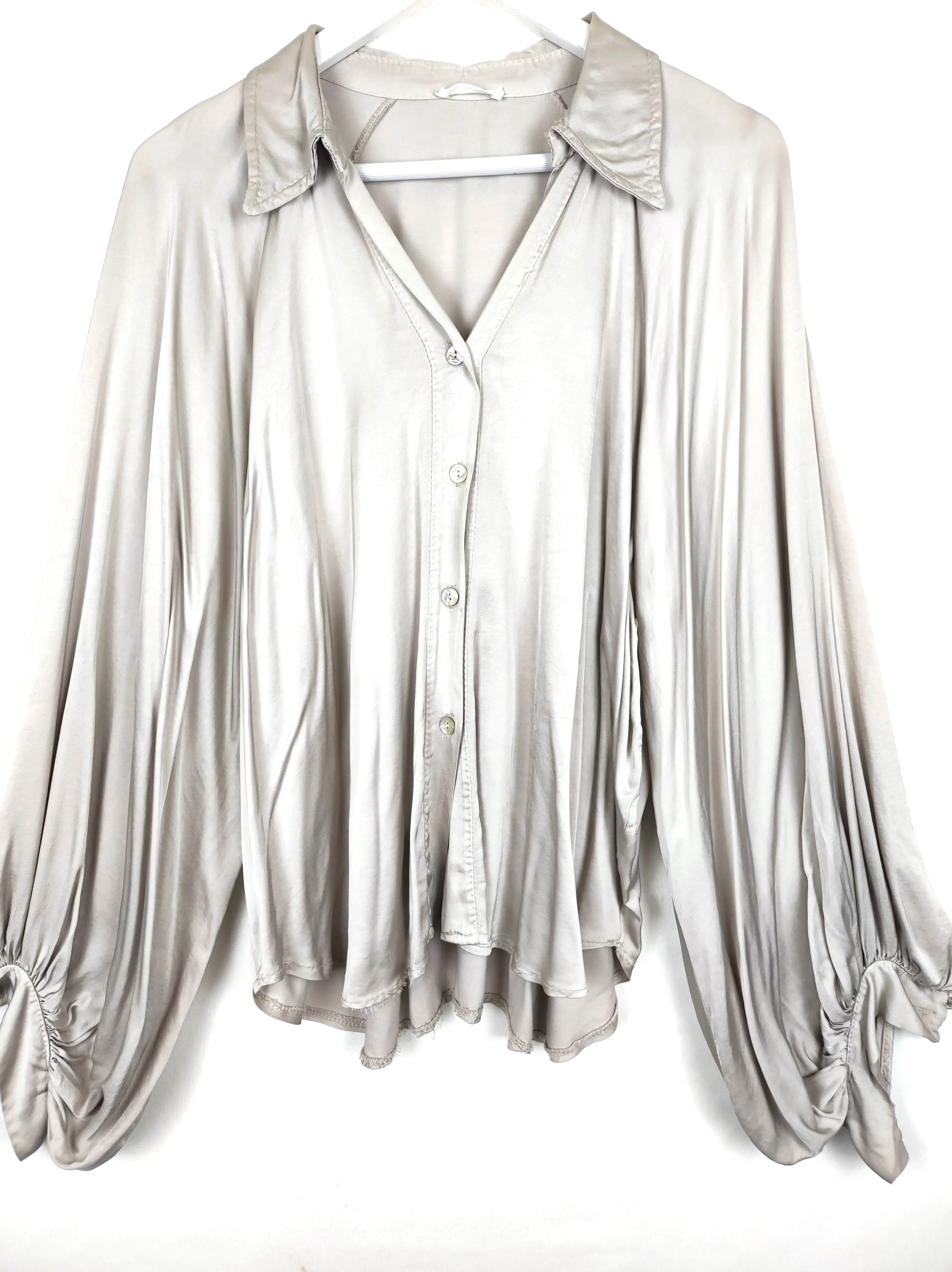 BLUSE SATIN SILVER SHINY ONE SIZE