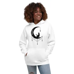 Cat and Moon Lovers Design Unisex Hoodie