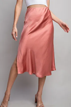 Eesome Classic Satin Midi Skirt