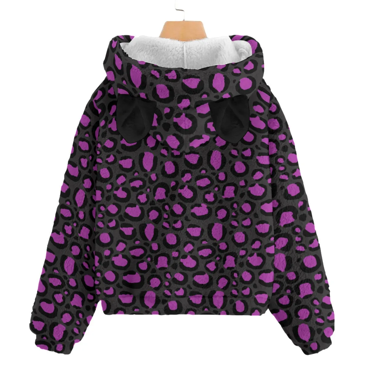 Kids Fluffy Leopard Animal Print Hoodie with Ears