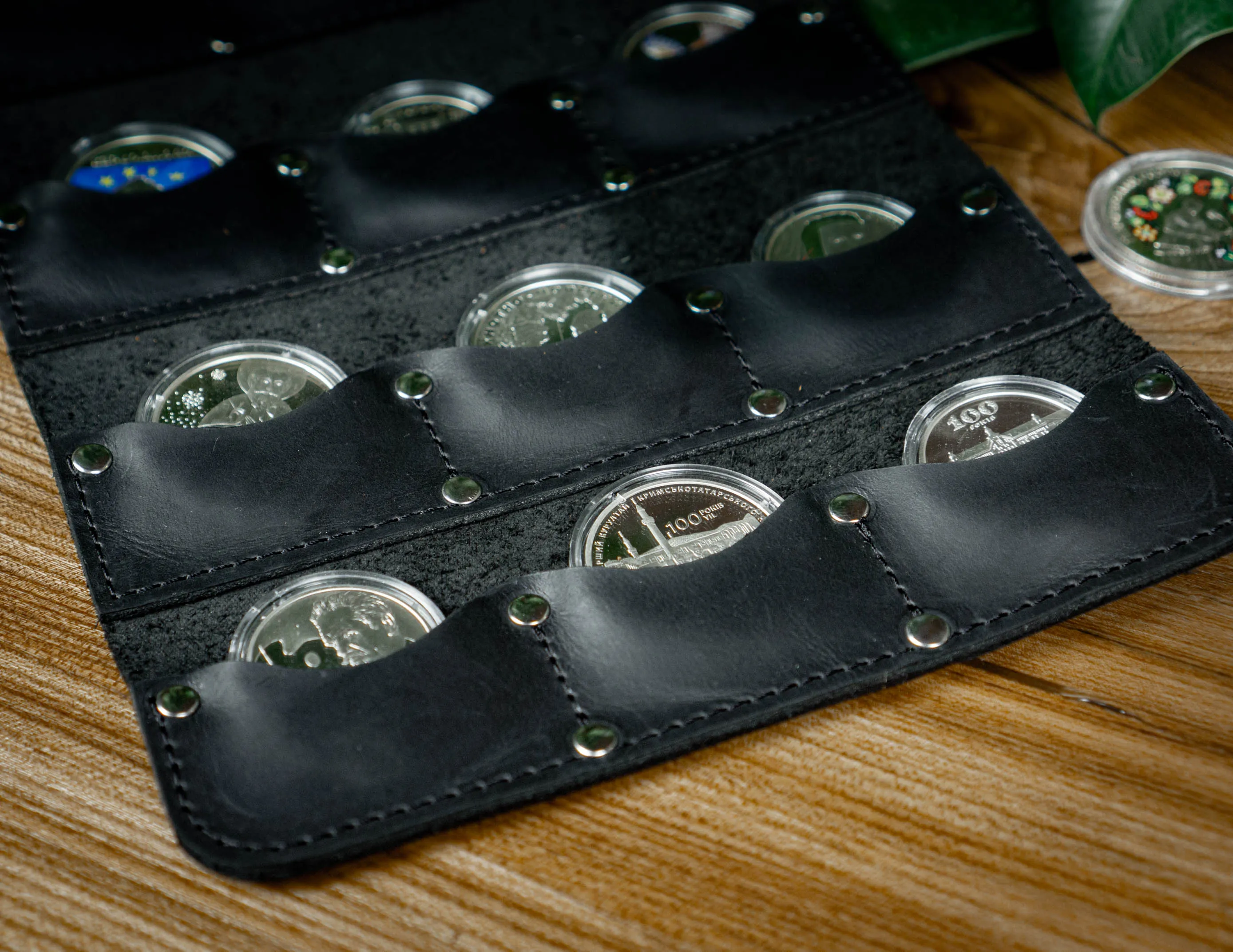 Leather Coin Roll 12 slots | Collectible Coins Leather Case | HandMade