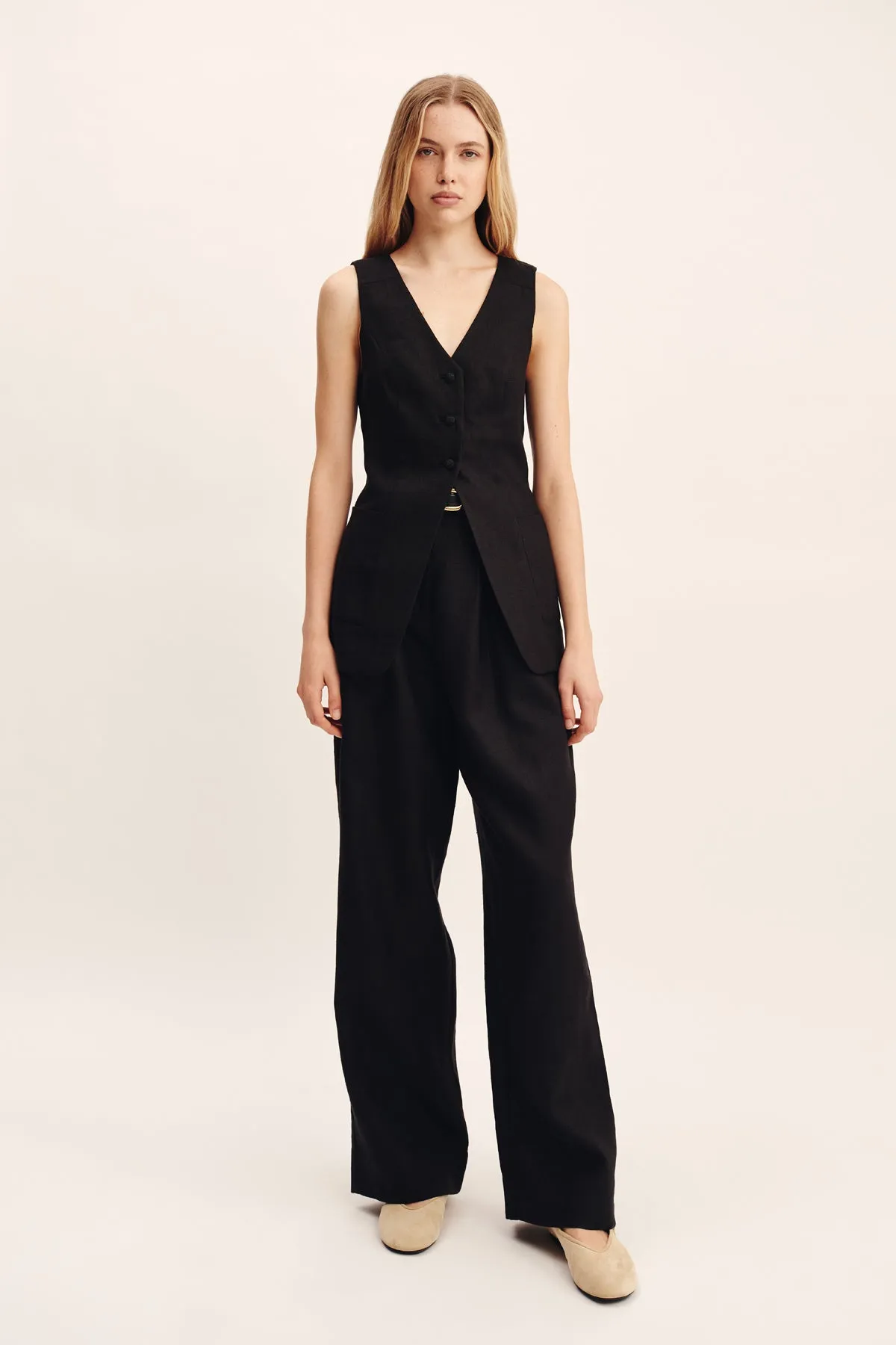 LORENZO TAILORED VEST - BLACK