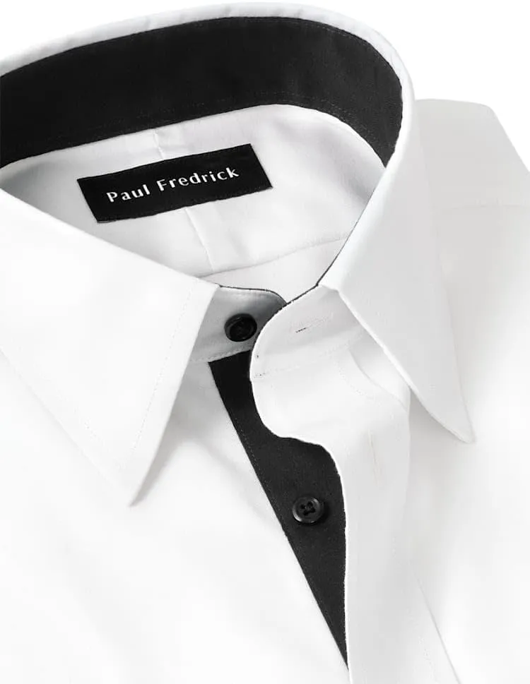 Paul Fredrick Men's Tailored Fit Comfort Stretch Non-Iron Solid Dress Shirt