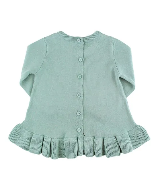 Ruffle Butts-Antique Blue Ruffle Hem Sweater