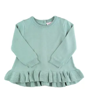 Ruffle Butts-Antique Blue Ruffle Hem Sweater