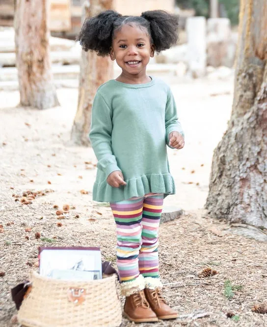 Ruffle Butts-Antique Blue Ruffle Hem Sweater