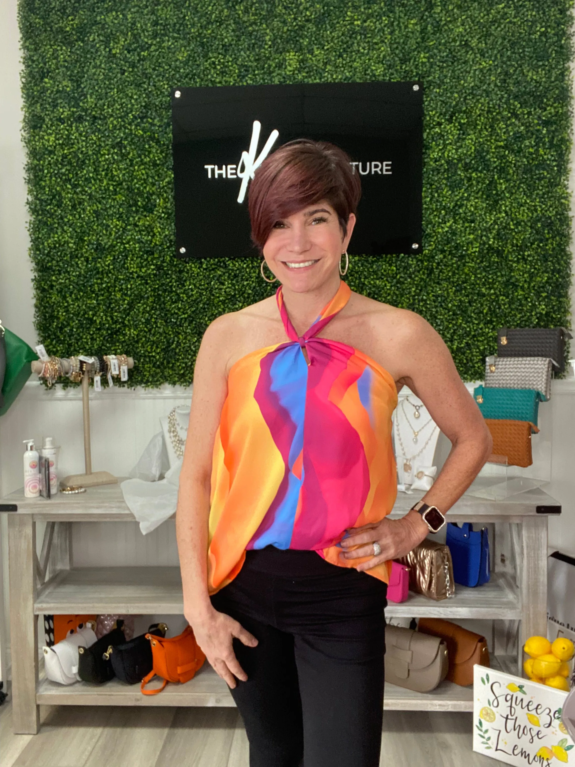 Sleeveless Top with Criss Cross Neck Tie