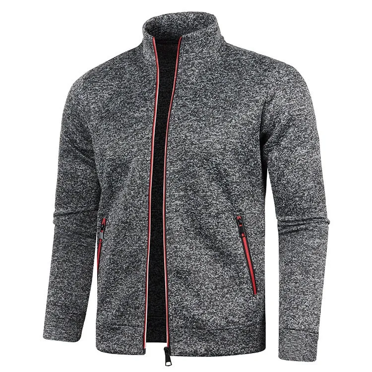 West Louis Men's Zipper Knit Long Sleeves Cashmere Sweater