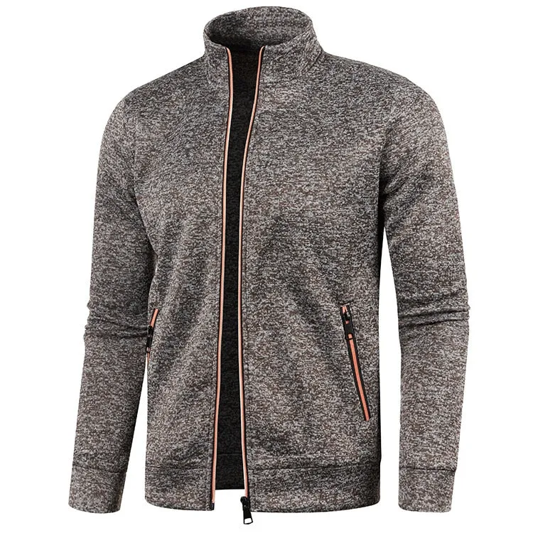 West Louis Men's Zipper Knit Long Sleeves Cashmere Sweater