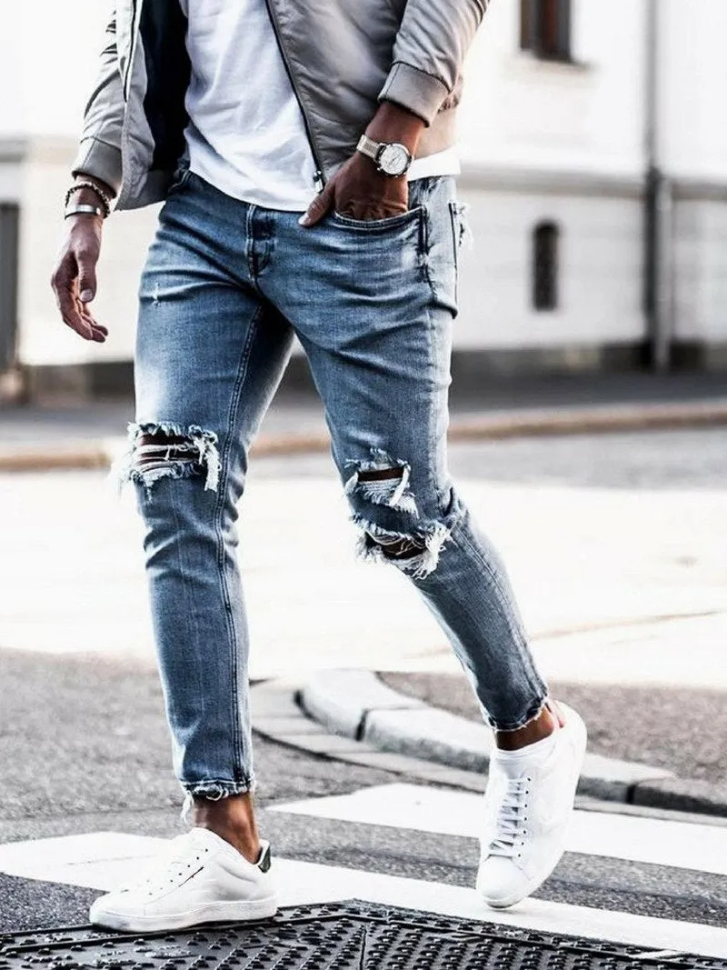 West Louis Trend Style Hole Jeans