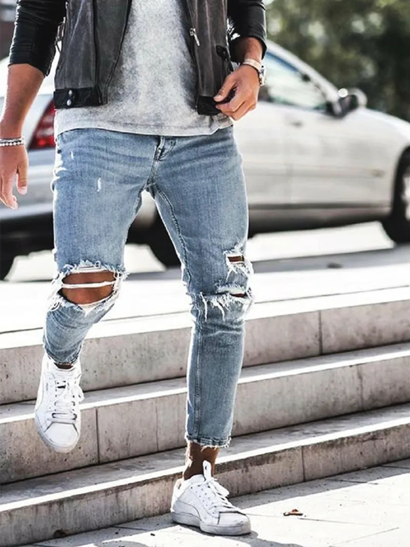 West Louis Trend Style Hole Jeans