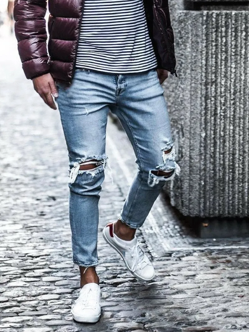 West Louis Trend Style Hole Jeans