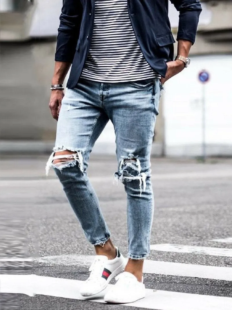 West Louis Trend Style Hole Jeans