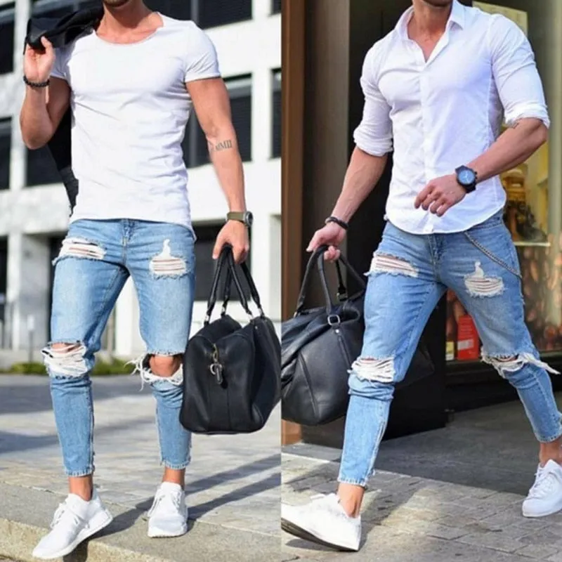 West Louis Trending Frayed Denim Jeans